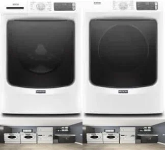 Side by Side Washer & Dryer Set on Pedestals