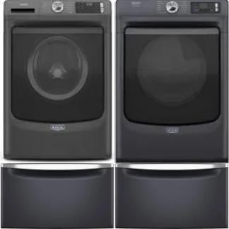 Side by Side Washer & Dryer Set on Pedestals