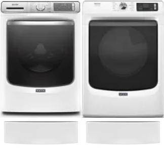 Side by Side Washer & Dryer Set on Pedestals