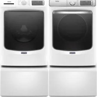 Side by Side Washer & Dryer Set on Pedestals