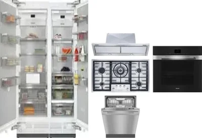 6 Piece Package Includes Refrigerator, Freezer, Cooktop, Wall Oven, Hood And Dishwasher