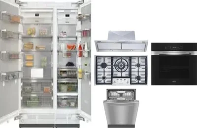 6 Piece Package Includes Refrigerator, Freezer, Cooktop, Wall Oven, Hood And Dishwasher