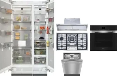 6 Piece Package Includes Refrigerator, Freezer, Cooktop, Wall Oven, Hood And Dishwasher
