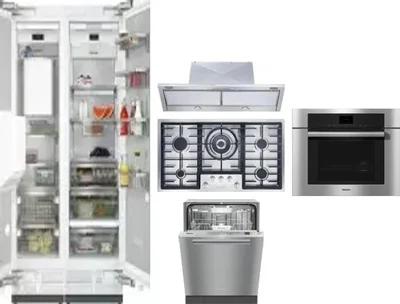6 Piece Package Includes Refrigerator, Freezer, Cooktop, Wall Oven, Hood And Dishwasher
