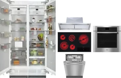 6 Piece Package Includes Refrigerator, Freezer, Cooktop, Wall Oven, Hood And Dishwasher
