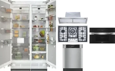 6 Piece Package Includes Refrigerator, Freezer, Cooktop, Wall Oven, Hood And Dishwasher