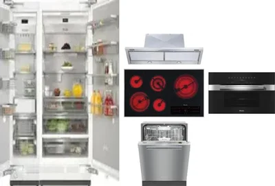 6 Piece Package Includes Refrigerator, Freezer, Cooktop, Wall Oven, Hood And Dishwasher