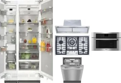 6 Piece Package Includes Refrigerator, Freezer, Cooktop, Wall Oven, Hood And Dishwasher