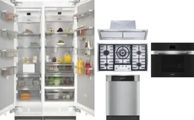 6 Piece Package Includes Refrigerator, Freezer, Cooktop, Wall Oven, Hood And Dishwasher