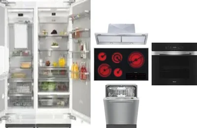 6 Piece Package Includes Refrigerator, Freezer, Cooktop, Wall Oven, Hood And Dishwasher