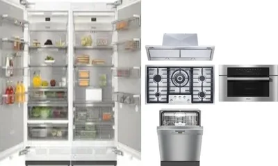 6 Piece Package Includes Refrigerator, Freezer, Cooktop, Wall Oven, Hood And Dishwasher