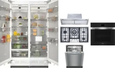 6 Piece Package Includes Refrigerator, Freezer, Cooktop, Wall Oven, Hood And Dishwasher
