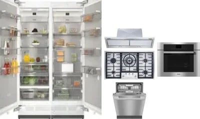 6 Piece Package Includes Refrigerator, Freezer, Cooktop, Wall Oven, Hood And Dishwasher