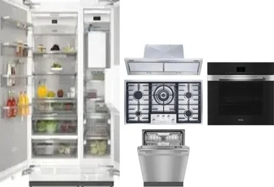 6 Piece Package Includes Refrigerator, Freezer, Cooktop, Wall Oven, Hood And Dishwasher