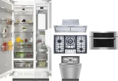 6 Piece Package Includes Refrigerator, Freezer, Cooktop, Wall Oven, Hood And Dishwasher