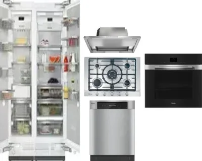 6 Piece Package Includes Refrigerator, Freezer, Cooktop, Wall Oven, Hood And Dishwasher