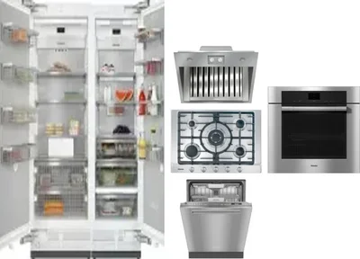 6 Piece Package Includes Refrigerator, Freezer, Cooktop, Wall Oven, Hood And Dishwasher