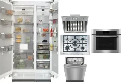 6 Piece Package Includes Refrigerator, Freezer, Cooktop, Wall Oven, Hood And Dishwasher