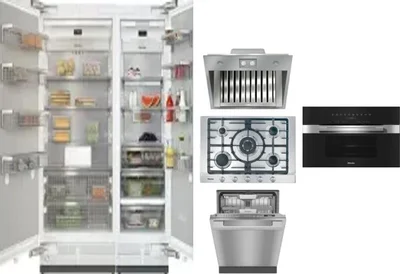 6 Piece Package Includes Refrigerator, Freezer, Cooktop, Wall Oven, Hood And Dishwasher