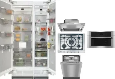 6 Piece Package Includes Refrigerator, Freezer, Cooktop, Wall Oven, Hood And Dishwasher