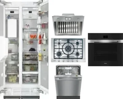 6 Piece Package Includes Refrigerator, Freezer, Cooktop, Wall Oven, Hood And Dishwasher