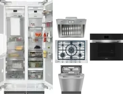 6 Piece Package Includes Refrigerator, Freezer, Cooktop, Wall Oven, Hood And Dishwasher