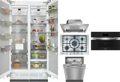 6 Piece Package Includes Refrigerator, Freezer, Cooktop, Wall Oven, Hood And Dishwasher