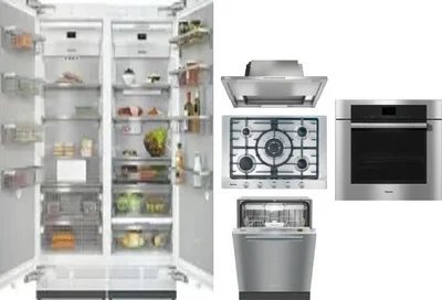 6 Piece Package Includes Refrigerator, Freezer, Cooktop, Wall Oven, Hood And Dishwasher