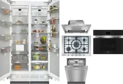 6 Piece Package Includes Refrigerator, Freezer, Cooktop, Wall Oven, Hood And Dishwasher
