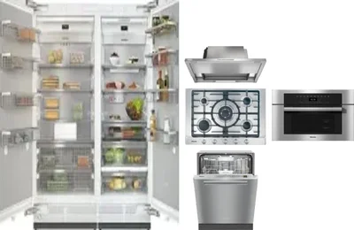 6 Piece Package Includes Refrigerator, Freezer, Cooktop, Wall Oven, Hood And Dishwasher