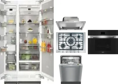 6 Piece Package Includes Refrigerator, Freezer, Cooktop, Wall Oven, Hood And Dishwasher