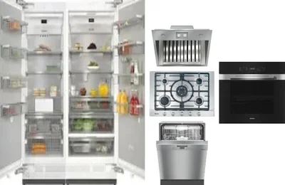 6 Piece Package Includes Refrigerator, Freezer, Cooktop, Wall Oven, Hood And Dishwasher