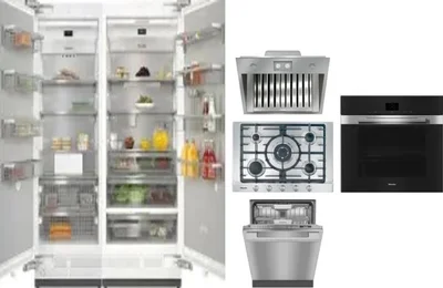 6 Piece Package Includes Refrigerator, Freezer, Cooktop, Wall Oven, Hood And Dishwasher