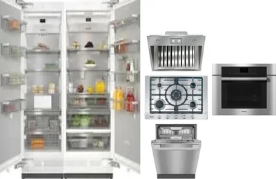 6 Piece Package Includes Refrigerator, Freezer, Cooktop, Wall Oven, Hood And Dishwasher