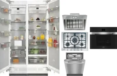 6 Piece Package Includes Refrigerator, Freezer, Cooktop, Wall Oven, Hood And Dishwasher