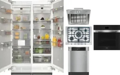 6 Piece Package Includes Refrigerator, Freezer, Cooktop, Wall Oven, Hood And Dishwasher