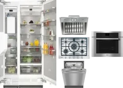 6 Piece Package Includes Refrigerator, Freezer, Cooktop, Wall Oven, Hood And Dishwasher