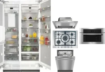 6 Piece Package Includes Refrigerator, Freezer, Cooktop, Wall Oven, Hood And Dishwasher
