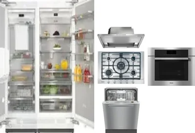 6 Piece Package Includes Refrigerator, Freezer, Cooktop, Wall Oven, Hood And Dishwasher