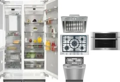 6 Piece Package Includes Refrigerator, Freezer, Cooktop, Wall Oven, Hood And Dishwasher