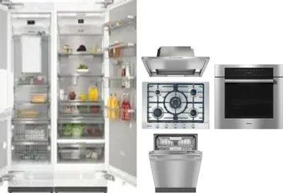 6 Piece Package Includes Refrigerator, Freezer, Cooktop, Wall Oven, Hood And Dishwasher