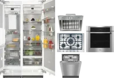 6 Piece Package Includes Refrigerator, Freezer, Cooktop, Wall Oven, Hood And Dishwasher