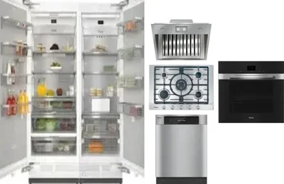 6 Piece Package Includes Refrigerator, Freezer, Cooktop, Wall Oven, Hood And Dishwasher