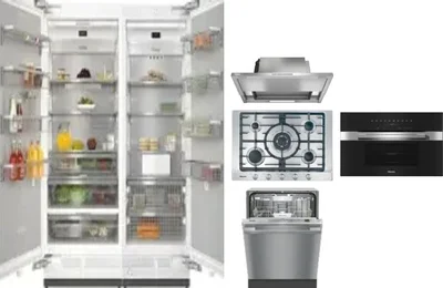 6 Piece Package Includes Refrigerator, Freezer, Cooktop, Wall Oven, Hood And Dishwasher