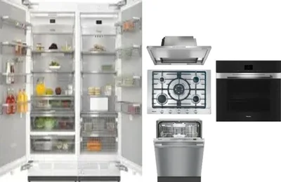 6 Piece Package Includes Refrigerator, Freezer, Cooktop, Wall Oven, Hood And Dishwasher