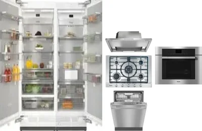 6 Piece Package Includes Refrigerator, Freezer, Cooktop, Wall Oven, Hood And Dishwasher