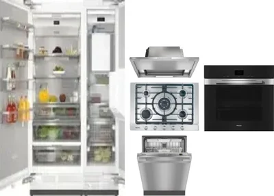 6 Piece Package Includes Refrigerator, Freezer, Cooktop, Wall Oven, Hood And Dishwasher