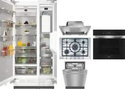 6 Piece Package Includes Refrigerator, Freezer, Cooktop, Wall Oven, Hood And Dishwasher