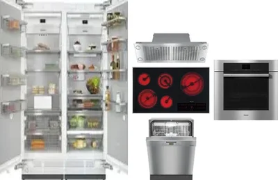 6 Piece Package Includes Refrigerator, Freezer, Cooktop, Wall Oven, Hood And Dishwasher
