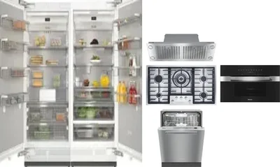 6 Piece Package Includes Refrigerator, Freezer, Cooktop, Wall Oven, Hood And Dishwasher